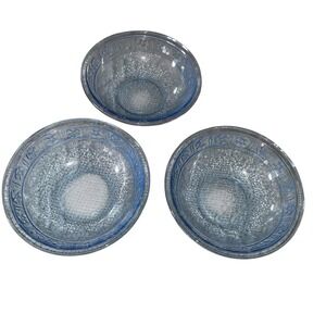 Set of 3 fire king anchor hocking Blue Phibe Dessert Bowls Vintage